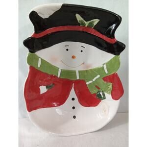 Snowman Santa Claus Christmas Serving Dish Candy‎ Dish Ceramic